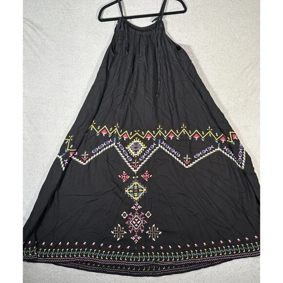 NWT Anthropologie Maxi Dress Women's Size S Black Southwestern Aztec  Embroidered - coffeafoods.com